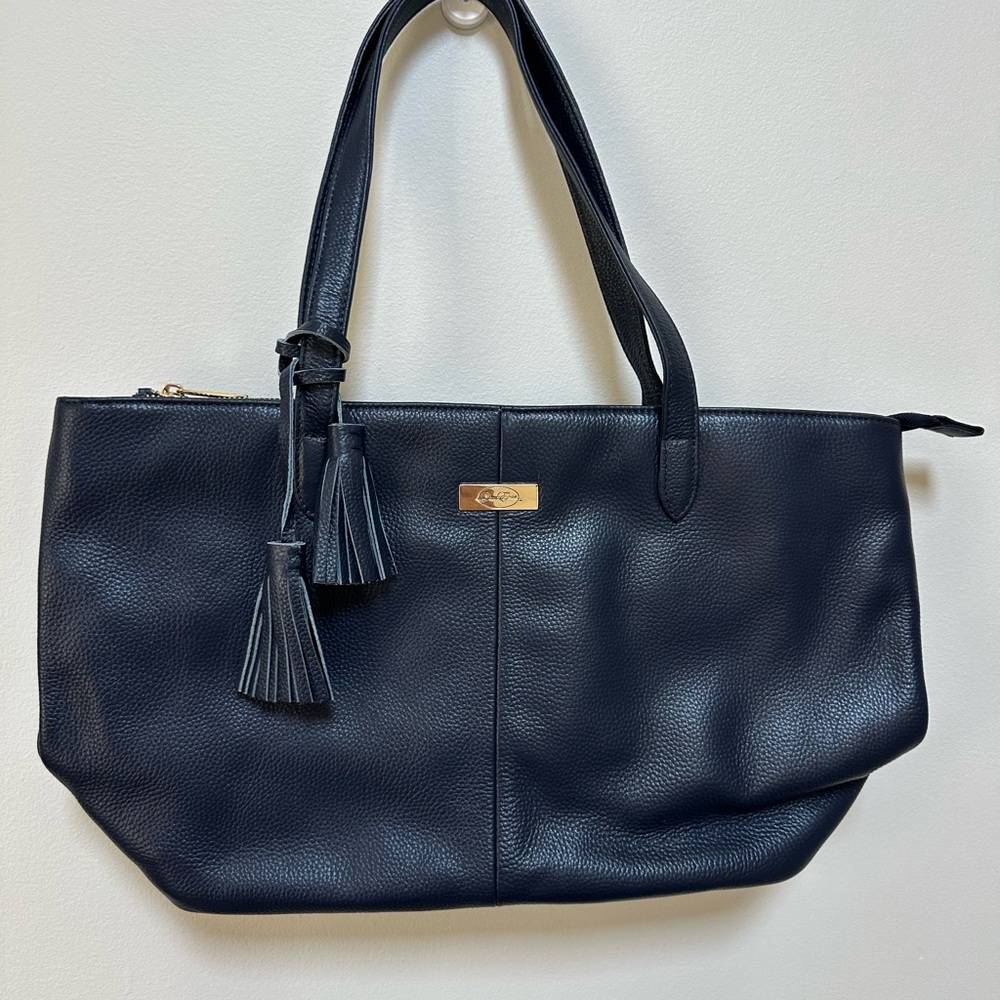 Onna Ehrlich Elegant Navy Leather Tote Bag